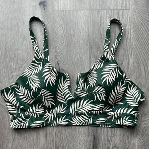 Green and Cream leaf pattern bikini top new never worn